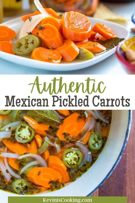 Authentic Mexican Pickled Carrots are a crunchy delicious snack, often served at Mexican restaurants. Make this easy quick pickle recipe at home! These are great for summer time snacking and for a little something as you grill or make dinner. Big fans of Mexican cooking here and we eat it quite often. Mexican Pickled Carrots, Pickles Carrots, Vegetables Appetizers, Carrots Pickled, Escabeche Recipe, Pickled Carrots Recipe, Quick Pickle Recipe, Mexican Vegetables, Quick Pickle