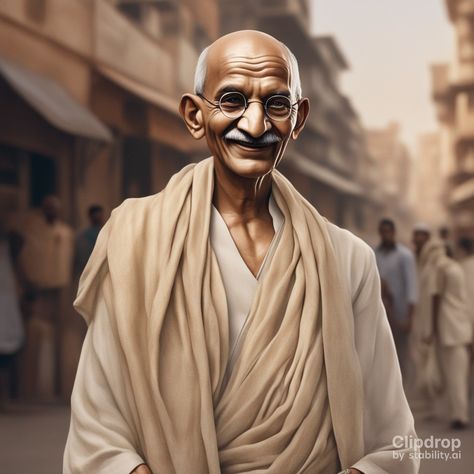 Ai-based character with a smiling face and Indian street background, Gandhi ji #Ai Gandhiji Photos Hd, Gandhi Pictures, Gandhi Ji, Identity Card Design, Indian Street, Arabic Art, Smiling Face, Face Expressions, Islamic Images