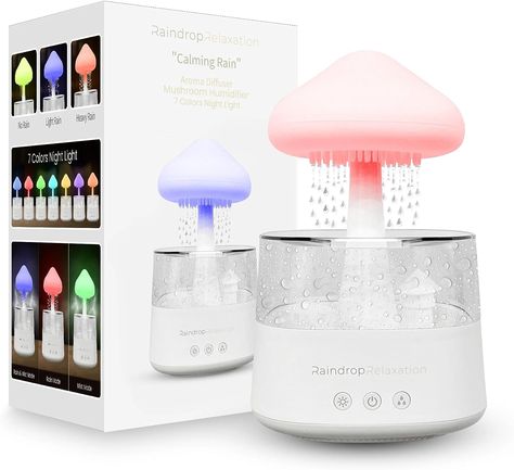 Transform any room in your home with our cloud night light diffuser. Suitable for lounge, kitchen, bedroom, or office desktop use, the tranquil sound of a raindrop, and scent of essential oil diffusion, will help encourage a relaxing environment and lift your mood. High-quality rain diffuser with a difference. Our mushroom diffuser includes a unique mist mode, ensuring enhanced essential oil diffusion and air humidification for your room. Mushroom Diffuser, Rain Diffuser, Calming Rain, Help Sleeping, Light Waterfall, Home Aroma, Cloud Night, Lounge Kitchen, Cloud Night Light