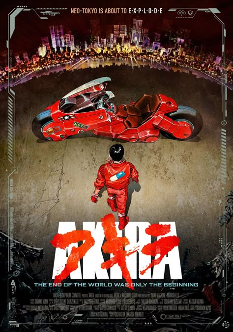 Akira (1988) Katsuhiro Otomo, theatrical onesheet / movie poster design by Kellerman Design. Akira Anime Movie, Akira Poster, Akira 1988, Akira Anime, Neo Tokyo, Poster High Quality, Gang Member, Biker Gang, Movie Posters Design