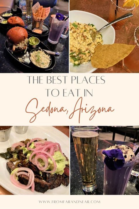 The Best Places to Eat in Sedona, Arizona • From Far & Near Sedona Food, Sedona Restaurants, Sedona Arizona Travel, Sedona Arizona Restaurants, Arizona Food, Prickly Pear Margarita, Sedona Travel, Sedona Vacation, Breakfast Places