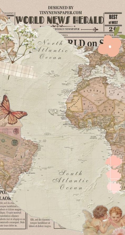 Map Wallpaper Aesthetic, Soft Feminine Wallpaper, Aesthetic World Map Wallpaper, Geography Aesthetic Wallpaper, Map Aesthetic Wallpaper, Travelogue Design, Feminine Wallpaper, Maps Aesthetic, Printable Paper Patterns