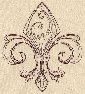 Vintage Fleur de Lis | Urban Threads: Unique and Awesome Embroidery Designs Simbols Tattoo, Urban Threads, Embroidery Patterns Vintage, Desenho Tattoo, Vintage Embroidery, A Drawing, Lotus Flower Tattoo, Rococo, Lettering Design