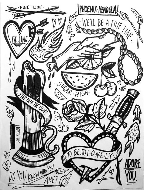 Adore You Tattoo Harry Styles, Harry Styles Tattoos Ideas, Flash Sheets, Harry Styles Tattoos, Book Prints, Flash Sheet, Watermelon Sugar, Ink Drawing Illustration, Adore You