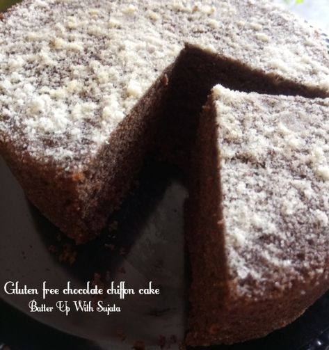 Gluten Free Chocolate Chiffon Cake, Eggless Chiffon Cake Recipe, Gluten Free Cake Flour, Dry Cakes, Gluten Free Snack Bars, Healthy Bakes, Chocolate Chiffon Cake, Eggless Cakes, Gluten Free Cake Recipe