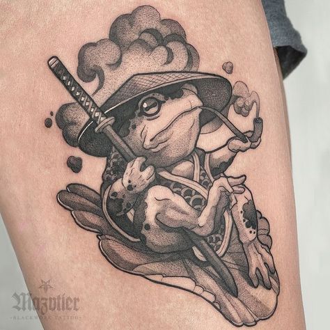 Lining Tattoo, Tattoo Japonais, Japanese Frog, Tattoo Japanese Style, Hunter Tattoo, Animal Sleeve Tattoo, Frog Tattoos, Joker Tattoo, Doodle Tattoo