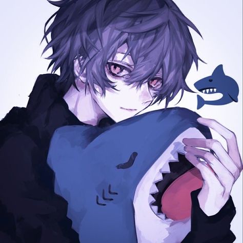 Blue Hair Male Character Art, Blahaj Pfp, Shark Oc Male, Shark Boy Oc, Shark Pictures, Shark Drawing, Emo Pfp, Shark Art, Cute Shark