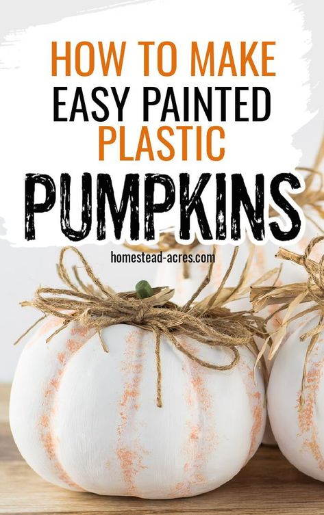 Paint Plastic Pumpkins, Painted Plastic Pumpkins, Plastic Pumpkins Makeover, Pumpkin Bucket Crafts, Plastic Pumpkins Crafts, Thanksgiving Decor Diy, Diy Pumpkins Painting, How To Paint Plastic, Pumpkin Makeover