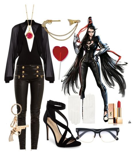 "fly me to the moon (Bayonetta)" by megan-spelthan ❤ liked on Polyvore featuring Balmain, Imagine by Vince Camuto, RED Valentino, Juvi and Yves Saint Laurent Bayonetta Clothes, Bayonetta Outfit Ideas, Bayonetta Aesthetic Outfits, Bayonetta Inspired Outfit, Bayonetta Fashion, Maneater Outfit, Bayonetta Outfits, Bayonetta Oc, Epic Clothes