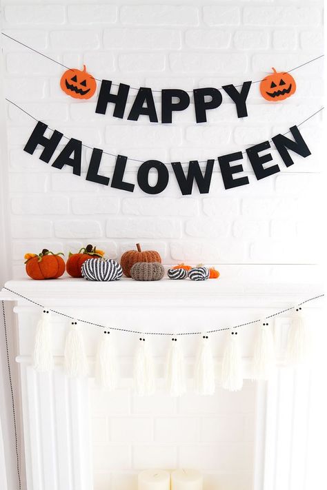 Halloween Birthday Banner, Halloween Felt Garland, Halloween Paper Garland, Halloween Toddler Party, Halloween Party Banner, Halloween Green, Happy Halloween Banner, Halloween Room Decor, Easy Halloween Decorations