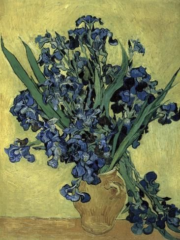 size: 12x9in Giclee Print: Van Gogh, Irises(1890) : Artists Vincent Van Gogh Still Life, Van Gogh Still Life Paintings, Vincent Van Gogh Flowers, Vincent Van Gogh Art Paintings, Still Painting Ideas, Vincent Van Gogh Wallpaper, Van Gogh Yellow, Irises Van Gogh, Van Gogh Still Life