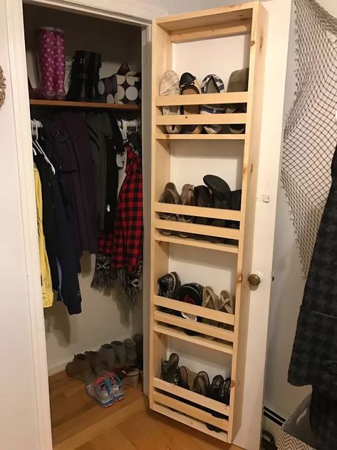 DIY Closet Door Built-In Storage | Hometalk Outdoor Upgrades, Easy Closet Storage, Deep Closet, Diy Closet Doors, Closet Diy, Closet Rack, Simple Closet, Closet Room, Small Closet