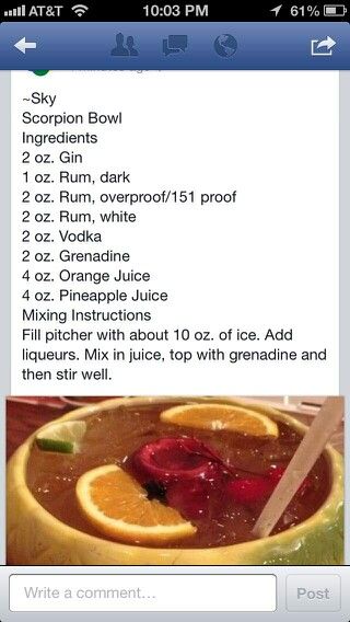 ! scorpion bowl Scorpion Bowl Recipe, Scorpion Bowl, Alcholic Drinks, Mixed Drinks Alcohol, Mixed Drinks Recipes, Cocktail Recipes Easy, Bowl Recipe, Punch Recipes, Alcohol Drink Recipes