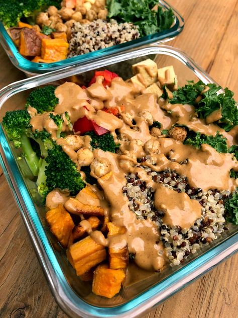 Sweet Potato, Chickpea, and Broccoli Buddha Bowl Buddha Bowl Meal Prep, Vegan Macros, Tofu Sweet Potato, Tofu Chickpea, Sweet Potato Tofu, Chickpea Broccoli, Bowl Meal Prep, Vegan Recipes Broccoli, Healthy Skin Diet