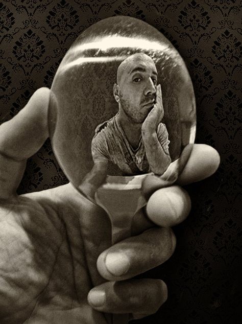 [reflective spoon] Tribute to Escher  © A N D R E A • C O S T A N T I N I Ap Drawing, Reflection Photos, The Thinker, Reflection Art, Ap Studio Art, Fine Art Portraiture, People Portrait, Reflection Photography, Selfie Photography