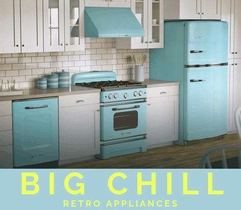 CHILL OUT and COOK OUT with Big Chill Retro appliances, of Iron & Oak’s latest professional partnership. We have always been more than just a furniture showroom. Now you can Big Chill Appliances, Appliances White, Retro Kitchen Appliances, White Kitchen Appliances, Retro Refrigerator, Industrial Chic Design, Modern Kitchen Appliances, Refrigerator Brands, Fitted Kitchens