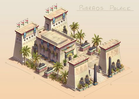 Egyptian Buildings, Casas Mine, 2d Isometric, Ancient Egypt Architecture, Forge Of Empires, Ancient Egyptian Cities, Ancient Egyptian Architecture, Egyptian Architecture, Land Design