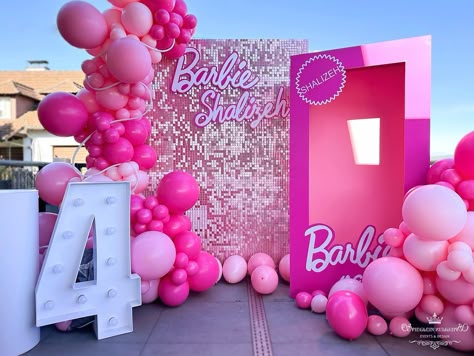 Plan the ultimate Barbie birthday party with 110+ ideas for invitations, games, cakes, and more. Make it a magical celebration! First Birthday Barbie Theme, Barbie Girl Birthday Party Ideas, Barbie Party Aesthetic, Barbie Birthday Decor, Barbie Backdrop Birthday Party Ideas, Barbie 5th Birthday Party Ideas, Barbie 4th Birthday Party, Barbie 4th Birthday Party Ideas, Barbie Themed Birthday Party For Adults