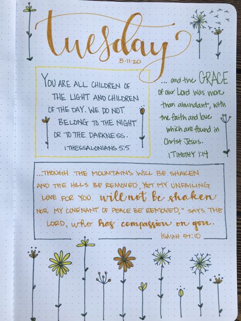 Bible Bullet Journal Ideas, Bullet Journal Bible Study, Bible Bujo, Bible Bullet Journaling, Wildflower Theme, Journal Bible Study, Bible Doodles, Journal Bible Quotes, Bible Journal Notebooks