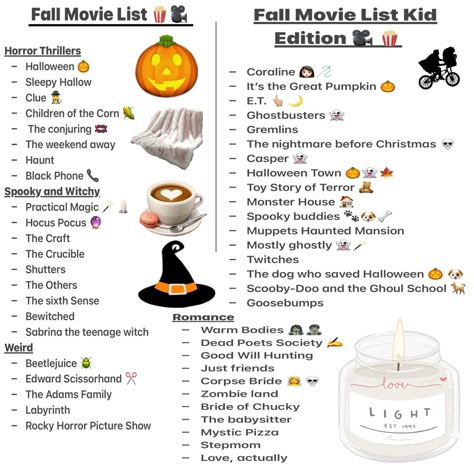 Halloween Movies To Watch With Boyfriend, Ultimate Fall Movie List, Fall Movies And Shows List, Disney Halloween Watch List, Halloween Must Do List, Fall Halloween Movie List, Fall Movies Checklist, Fall Must Watch Movies, Horror Movie List Halloween