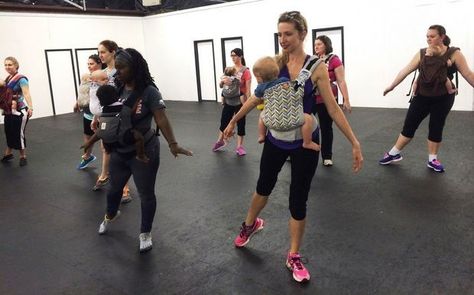 Mommy Fitness group hosts city's first babywearing dance class Group Workout, Baby Wearing Jacket, Jitterbug, Mommy Workout, Newborn Wrap, Group Fitness, Stay Active, Dance Class, Dance Studio