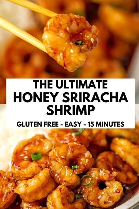 Honey Sriracha Shrimp, Sriracha Shrimp, Sriracha Recipes, Honey Shrimp, Sweet And Spicy Shrimp, Shrimp And Rice Recipes, Spicy Shrimp Recipes, Cooked Shrimp, Shrimp Dinner