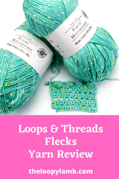 Check out my honest and unbiased review of the Loops & Threads Flecks Yarn from Michaels. See it worked up in a crochet swatch and find out if it's worth adding to your stash! #yarnreview #loopsandthreadsyarn #michaelsyarns #productreviewsforcrocheters #fall2020yarn Flecks Yarn Patterns, Flecks Yarn Crochet Patterns, Loops And Threads Patterns Crochet, Loops And Threads Yarn, Turquoise Yarn, Foundation Half Double Crochet, Yarn Ideas, Foundation Single Crochet, Wet Felting Projects