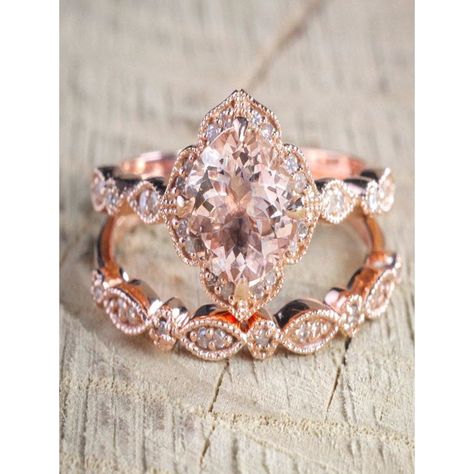 Stunning Wedding Rings, Morganite Wedding Rings, Simple Wedding Rings, Best Wedding Rings, Gorgeous Wedding Rings, Antique Engagement Ring, Gorgeous Rings, Wedding Rings Halo, Beautiful Wedding Rings