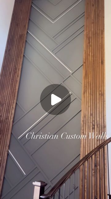 Christian Custom Walls on Instagram: "EXTRAordinary accent wall design   Loving the natural wood mix lately🤩  What do you think? #accentwalls #walldecor #walldesigns #walldecor #fyp #interiordesign #houstonaccentwall" Wood Design Accent Wall Stairs, Wall Designs For Staircase, Custom Accent Wall Ideas, Accent Wall For Stairway, Stair Wall Design Interiors, Stair Case Wall Designs, Accent Wall Foyer, Stairs Wall Design Modern, Entry Wall Design