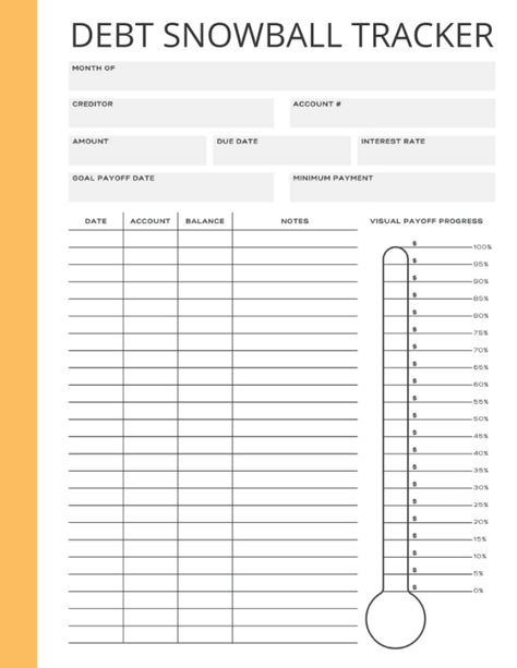 PRICES MAY VARY. The debt snowball method is a debt-reduction strategy where you pay off debt in order of smallest to largest —kind of a "tackle the easy jobs first" approach. This debt snowball tracker has space for Month of - Creditor - Account # - Amount - Due date - Interest rate - Goal payoff date - Minimum payment - Debt payoff tracker Date Account Balance Notes - Visual payoff progress (thermometer diagram with percentage) Format & Material: A flexibound notebook made of 100 pages of high Debt Reduction Plan, Debt Snowball Tracker, Debt Payoff Tracker, Account Balance, Debt Reduction, Debt Snowball, Paying Off Debt, Interest Rate, Easy Jobs