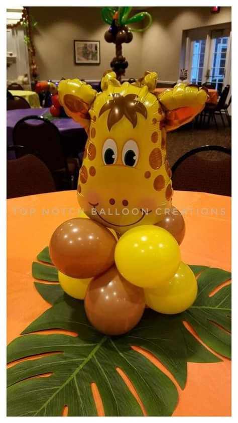 Balloon Giraffe, Safari Baby Shower Boy, Jungle Theme Birthday Party, Giraffe Safari, Jungle Thema, Lion King Baby Shower, Baby Shower Safari Theme, Wild Birthday Party, Jungle Theme Birthday