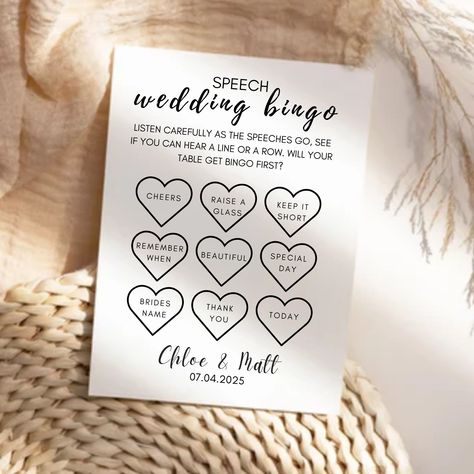 Wedding bingo - wedding game - minimalist wedding games - wedding speech bingo - digital template - printable von GiftYourLovedOnesDE auf Etsy Wedding Bingo, Games Wedding, Wedding Game, Wedding Speech, Planning Inspiration, Wedding Games, Change Text, Instructional Video, Game Item