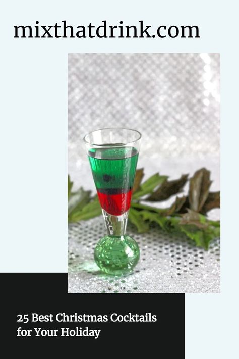 Get festive with the most easy Christmas cocktails for your holiday. From mulled wine to eggnog martinis, these drinks will get you in the holiday spirit. Green Christmas Cocktails Holiday Drinks, Holiday Mojito, Mint Christmas Cocktail, Mistletoe Kiss Cocktail, Christmas Themed Cocktails, Best Christmas Cocktails, Classic Eggnog, Christmas Cocktails Easy, Bourbon Cherries