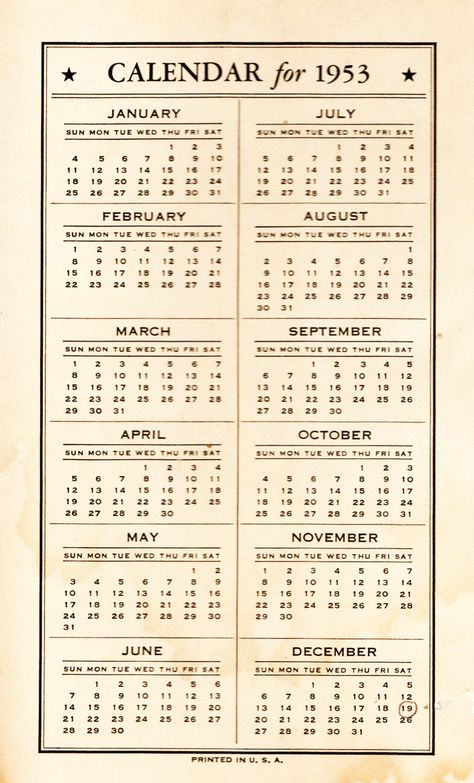 1953 Calendar from Things to Remember Old Calendar, March Calendar, Calendar Art, Things To Remember, Jay, Art