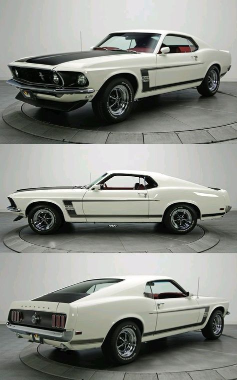 White Mustang, Mobil Mustang, Muscle Cars Mustang, Vintage Auto's, 1969 Ford Mustang, Mustang Boss 302, Midlife Crisis, Ford Mustang Boss, Auto Retro