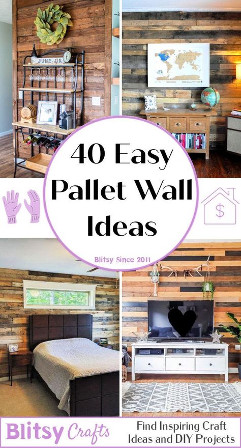 40 Cheap Pallet Wall Ideas That Are Easy To Install - Blitsy Pallett Wall, Pallet Wall Ideas, Pallet Projects Decor, Wooden Pallet Wall, Pallet Projects Wall, Pallet Wood Wall, Diy Projects To Make And Sell, Pallet Wall Decor, Pallet Wall Shelves