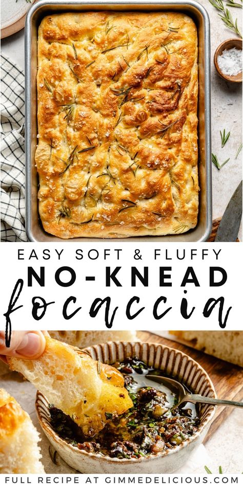 No Knead Foccacia Bread, No Knead Focaccia, Easy Focaccia Bread, Smothered Potatoes, Easy Focaccia Bread Recipe, Homemade Tomato Basil Soup, Foccacia Recipe, Homemade Focaccia Bread, Easy Focaccia