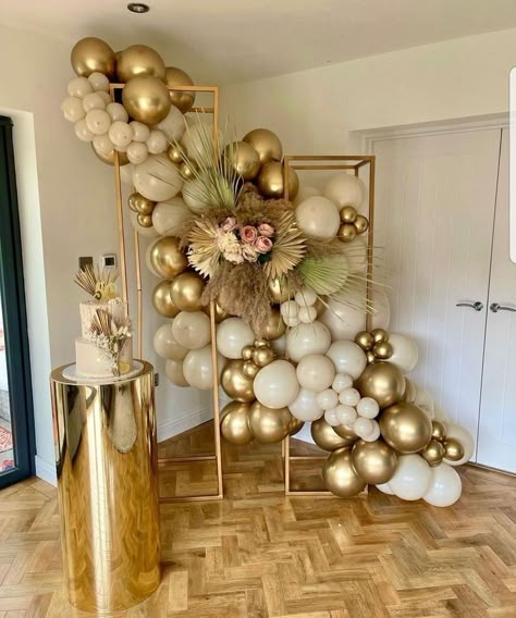 Gold Balloon Garland, Party Decorations Kids, 60th Birthday Decorations, Deco Ballon, Mommy Birthday, Happy Birthday Wallpaper, Balloon Display, Birthday Party Theme Decorations, Balloons Birthday