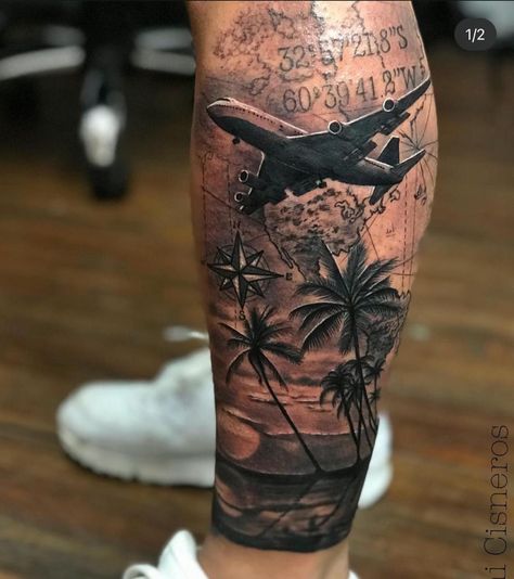 Plane Tattoo Men, Air Plane Tattoo, Tattoo Half Sleeve, Hard Tattoos, Chinese Symbol Tattoos, Plane Tattoo, Simple Tattoos For Guys, Sharpie Tattoos, Air Plane