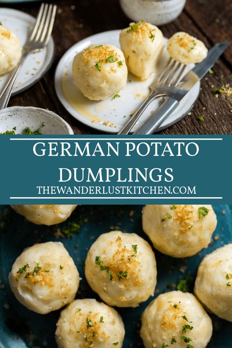 Austrian Dumplings, Potato Dumplings German, German Spaghetti, Potato Dumplings Recipe, German Potato Dumplings, German Recipes Dinner, German Meals, Potato Dumpling Recipe, German Dumplings