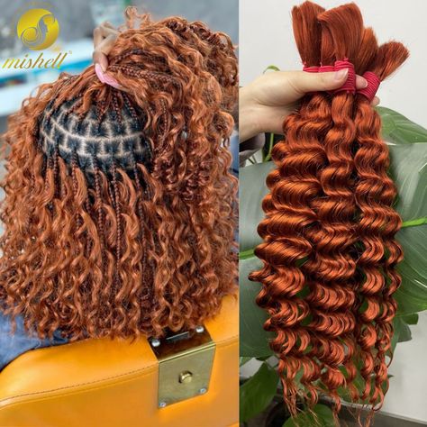 350# Ginger Orange Bulk Human Hair for Boho Braids No Weft 1 Bundle 50g Deep Wave Human Hair Bulk Deep Wave Human Hair, Curly Extensions, Boho Braids, Deep Wave, Wigs Hair Extensions, Beauty Supply, Hair Extensions, Human Hair, Ginger