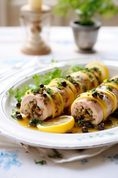 Savory Sicilian Swordfish Rolls: A Unique Mediterranean Recipe with Tangy Caper and Olive Sauce Sicilian Swordfish, Fresh Fish Recipes, Italian Main Dishes, Mediterranean Recipe, Mediterranean Fish Recipe, Olive Sauce, Octopus Recipes, Swordfish Recipes, Fish Sticks