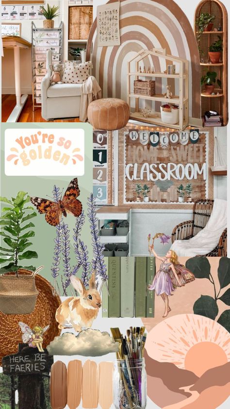 TK classroom Secret Garden Classroom Theme, Cottage Core Classroom, Cottage Classroom, Cottagecore Classroom, Tk Classroom, Nature Classroom, Garden Classroom, Classroom Aesthetic, Forest Classroom