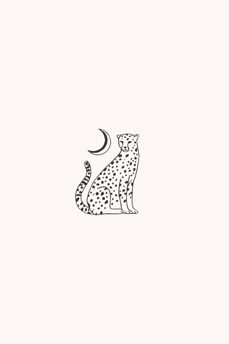 Replace moon with sun Minimal Cheetah Tattoo, Cute Cheetah Tattoo, Cheetah Tattoo Design, Tattoo Cheetah, Graphic Designer Tattoo, Graphic Design Tattoo, Cheetah Illustration, Cheetah Logo, Cheetah Tattoo