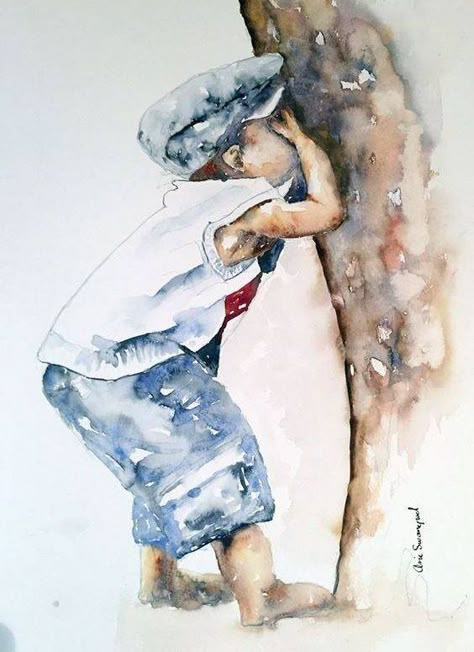 South African Artists Paintings, African Watercolor Art, Watercolor People, South African Art, Watercolor Pictures, Watercolor Paintings Easy, Painting People, Water Colours, 수채화 그림