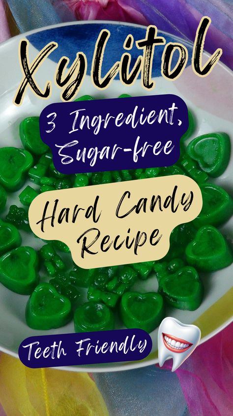 These hard candies are very easy to make and are perfect for kids. You only need 3 ingredients.   It’s been known since the 70s as a diabetic-friendly, sugar-free sweetener that is great for weight loss and a guardian for your smile. Xylitol is also a good option for Keto recipes as it is lower in calories than sugar. Sugar Free Christmas Candy Recipes, Sugar Free Hard Candy Recipes, Xylitol Candy Recipe, Sugar Free Candy Recipes, Xylitol Recipes, Hard Candy Recipe, Gum Recipe, Hard Tack Candy, Sugar Free Hard Candy