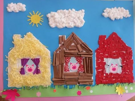 pig craft | Crafts and Worksheets for Preschool,Toddler and ... Tri Praseta, Fairy Tales Preschool Activities, 3 Little Pigs Activities, Story Books For Kids, Three Little Pig, Nursery Rhyme Crafts, Animal Crafts Preschool, Farm Animals Preschool, Fairy Tale Crafts