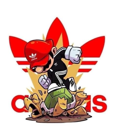 Mario Logo, Adidas Logo Art, Adidas Super, Halloween Wallpaper Cute, Adidas Wallpapers, Cartoon Character Tattoos, Tshirt Printing Design, Tshirt Design Inspiration, Swag Cartoon