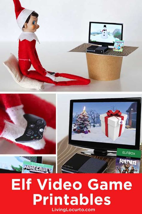 Cute Printables with Minecraft and Fortnite elf sized games will give kids a fun surprise! Elf Video Game Printables are perfect for your Christmas Elf on the Shelf!  #elf #printables Fortnite Printables, Elf Video, Elf On The Shelf Easy, Elf Gif, Elf Printables, Elf Games, Elf Letters, Awesome Elf On The Shelf Ideas, Fun Images