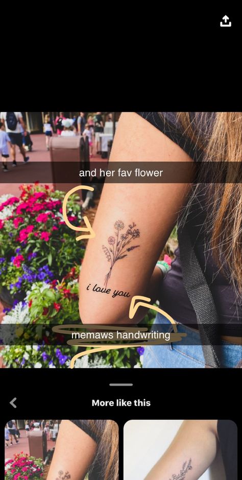 I Love You More Tattoo With Flower, I Love You Flower Stem Tattoo, I Love You Tattoo With Flowers, Mother Daughter Tat, Love Yourself Tattoo, Flower Sleeve, Stick And Poke, Flower Tattoos, Mother Daughter